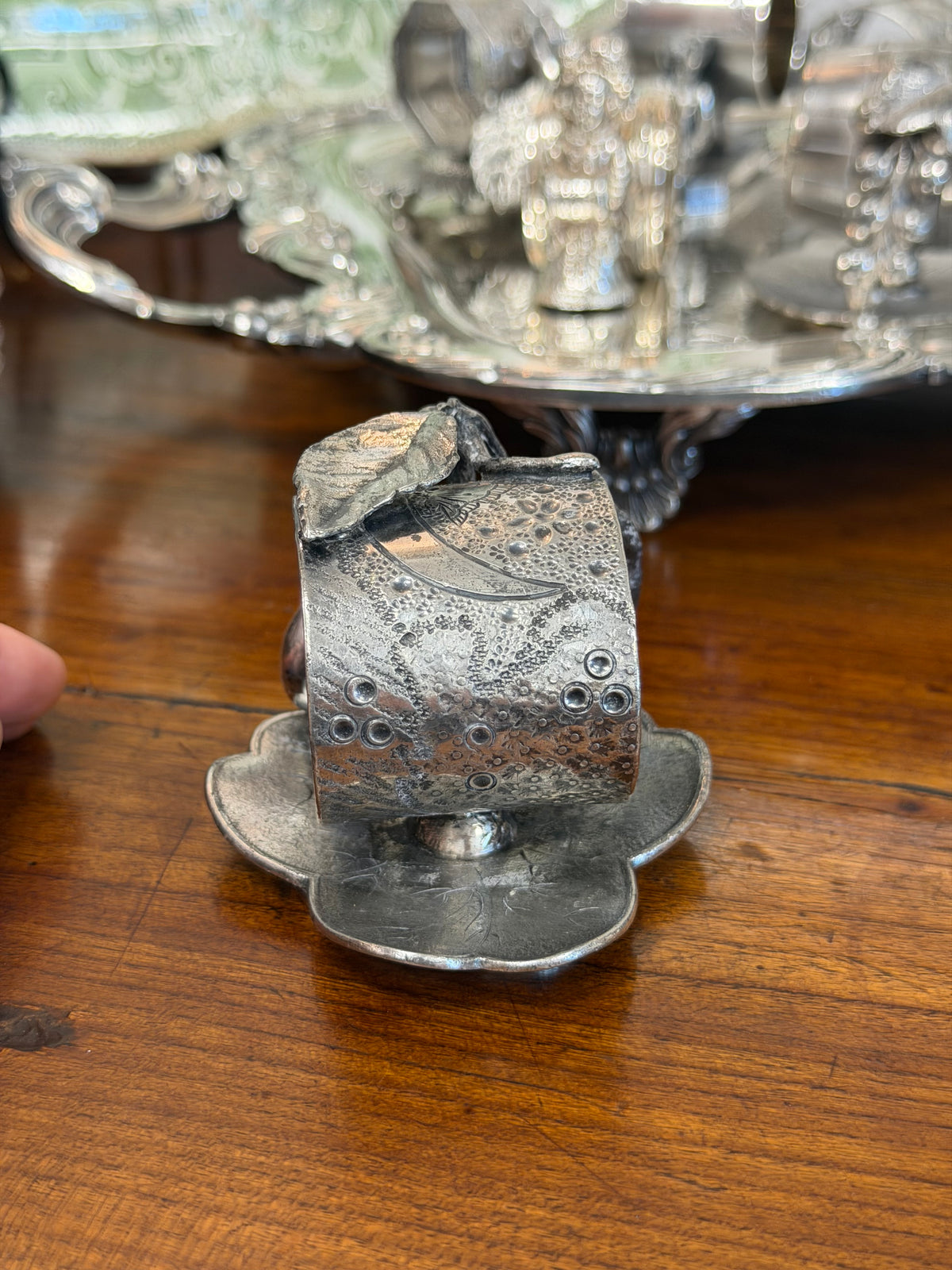 Antique Victorian Silverplate Napkin Ring | Cherries