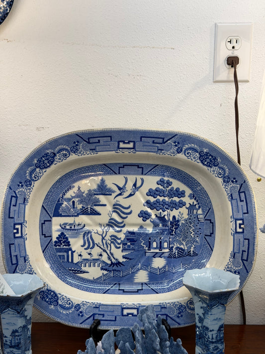 Antique Turkey Dish | Blue Willow Pattern