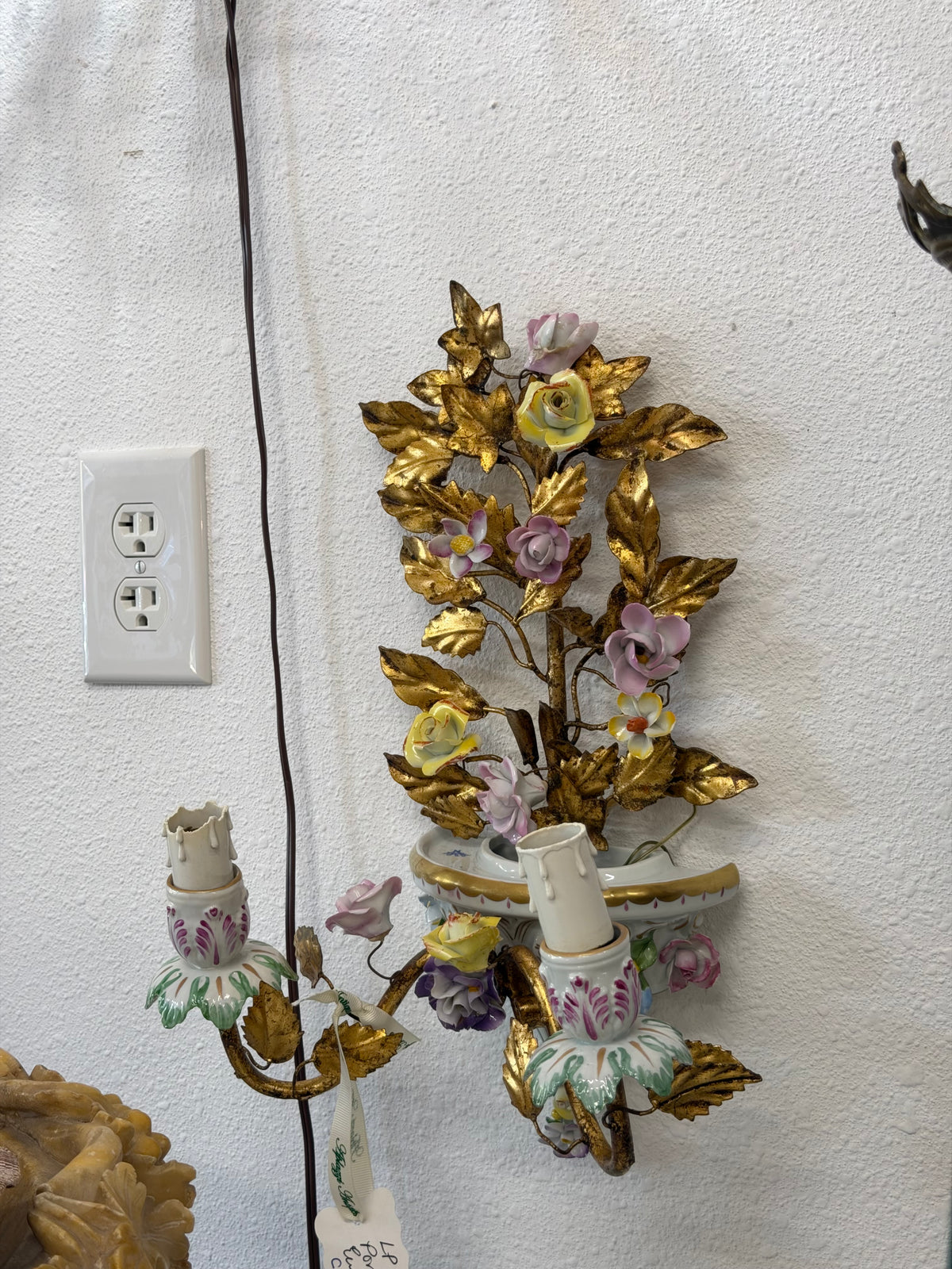 Pair of 1920s Porcelain Antique European Sconces Capodimonte
