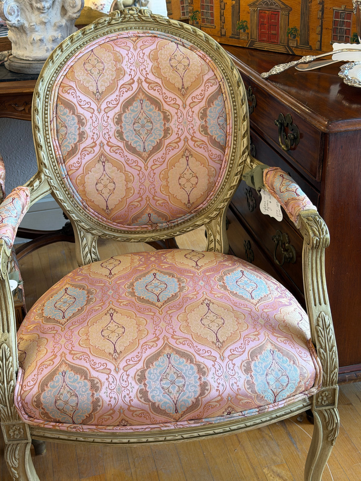 Circa 1910 Louis XVI Style Chairs Recovered W/ Vintage Fortuny fabric