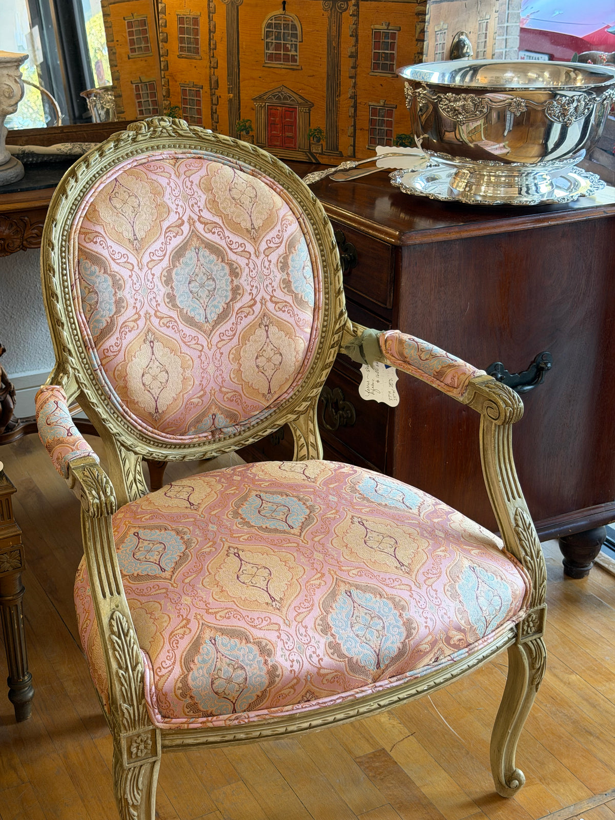 Circa 1910 Louis XVI Style Chairs Recovered W/ Vintage Fortuny fabric