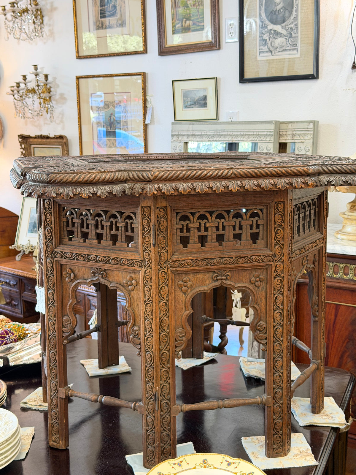 Southeast Asian Well-Carved Hardwood Table