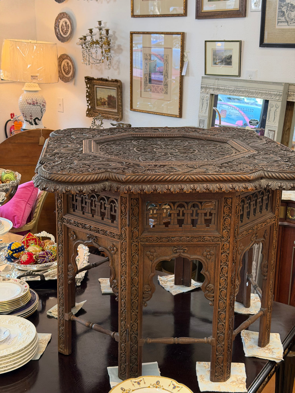 Southeast Asian Well-Carved Hardwood Table