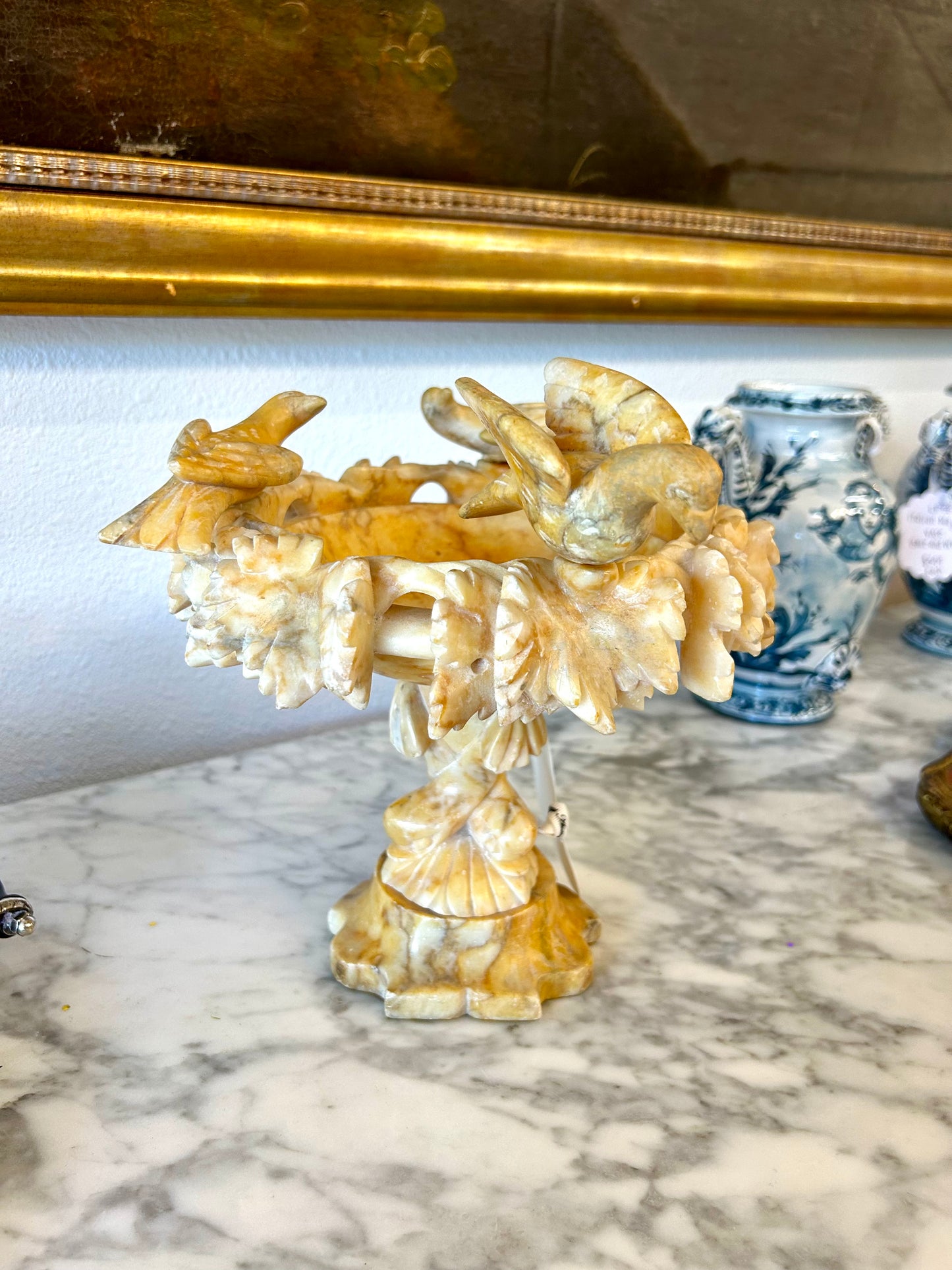 Italian Alabaster Tazza / Birdbath - 19th Century