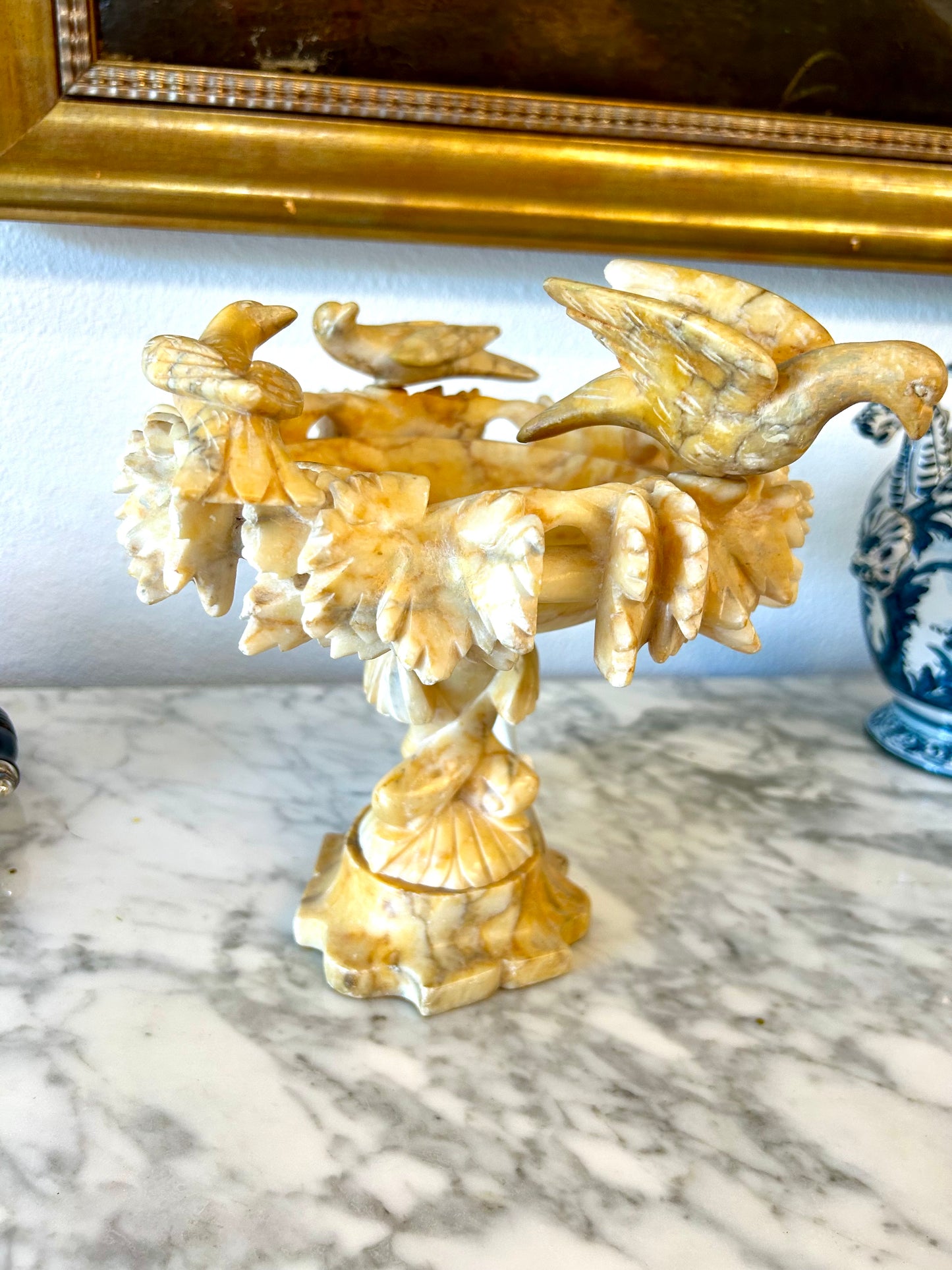 Italian Alabaster Tazza / Birdbath - 19th Century