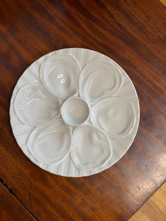Vintage White French Oyster Plate