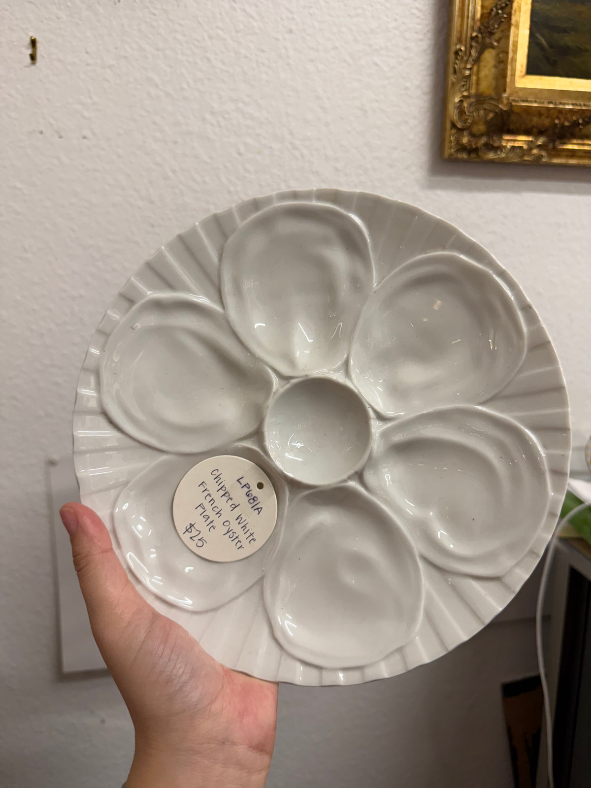 Vintage White French Oyster Plate | Small Love Bite
