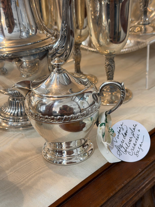 Vintage Sheridan Silverplate Creamer & Sugar Set