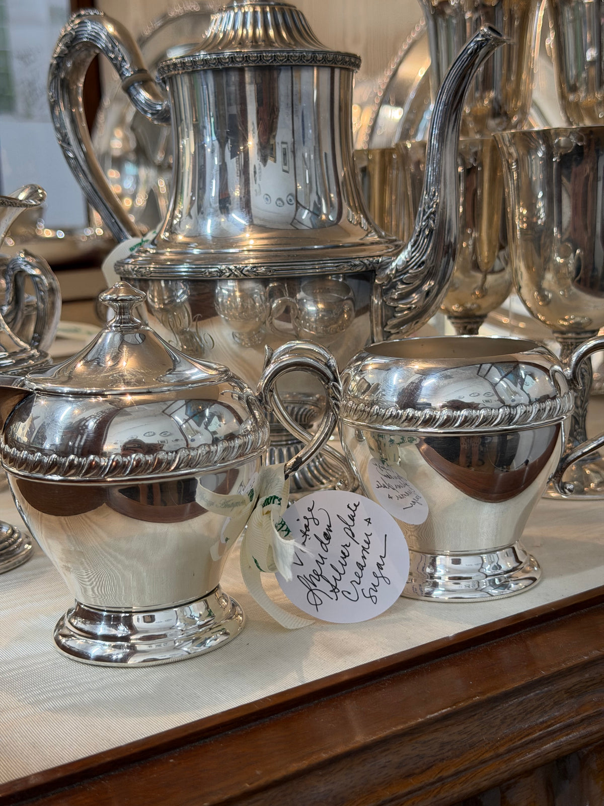 Vintage Sheridan Silverplate Creamer & Sugar Set