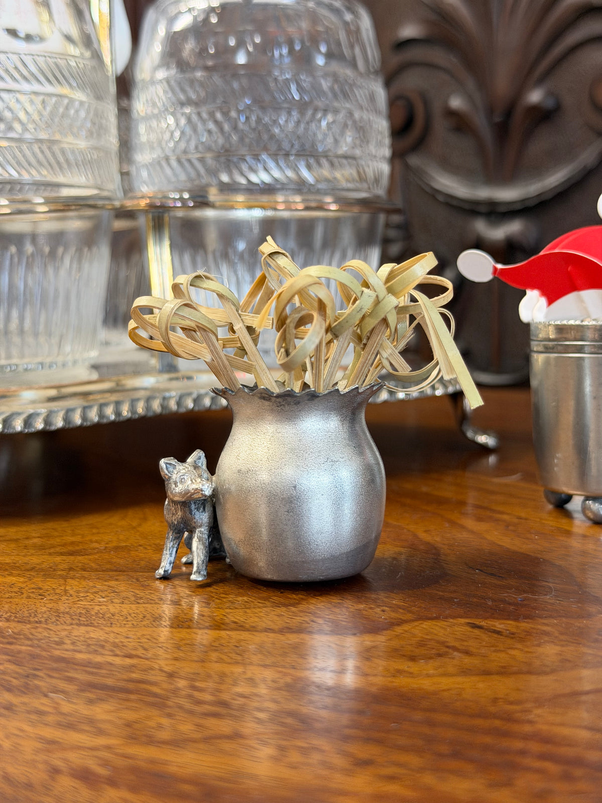 Antique Victorian Silverplate Animal Toothpick Holder