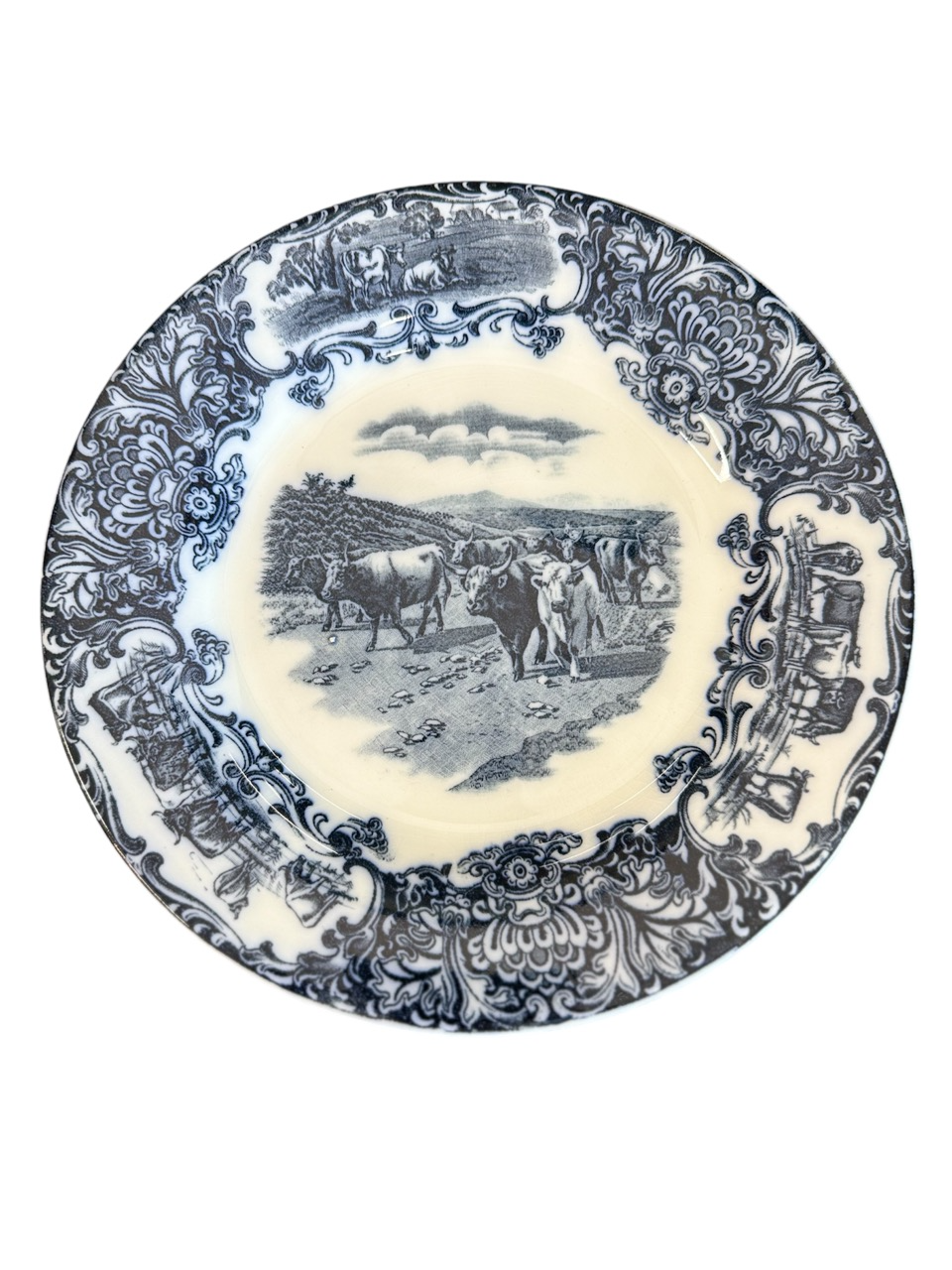 Antique Flow Blue Wedgwood Cattle Plates