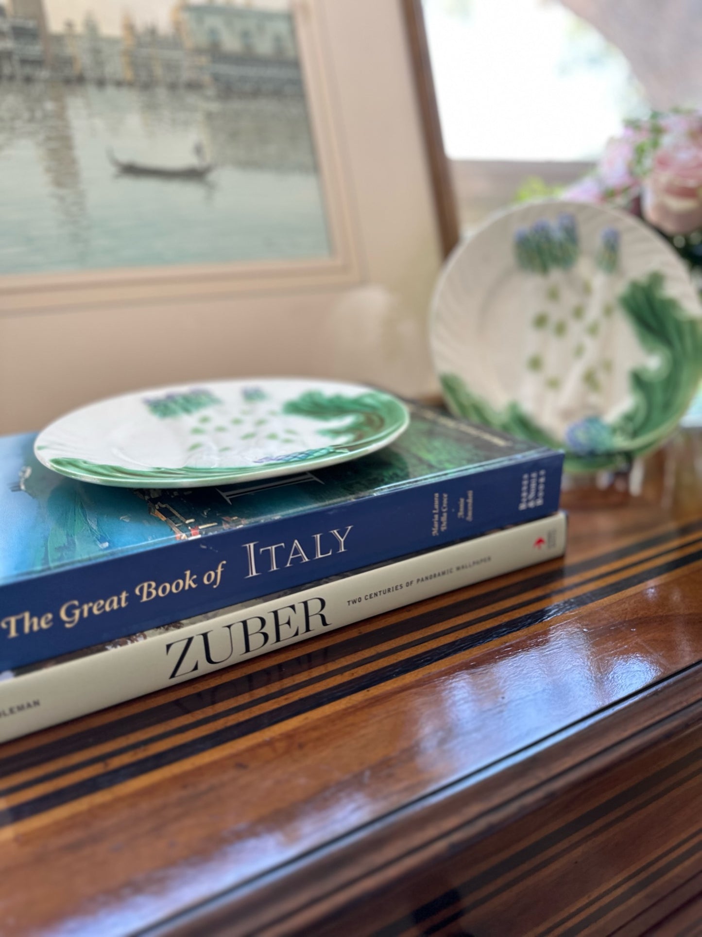 Antique French Asparagus Majolica Plates