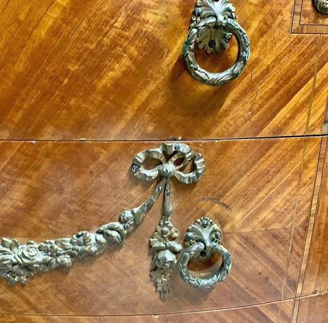 Louis XVI Style Mahogany Demilune French Commode