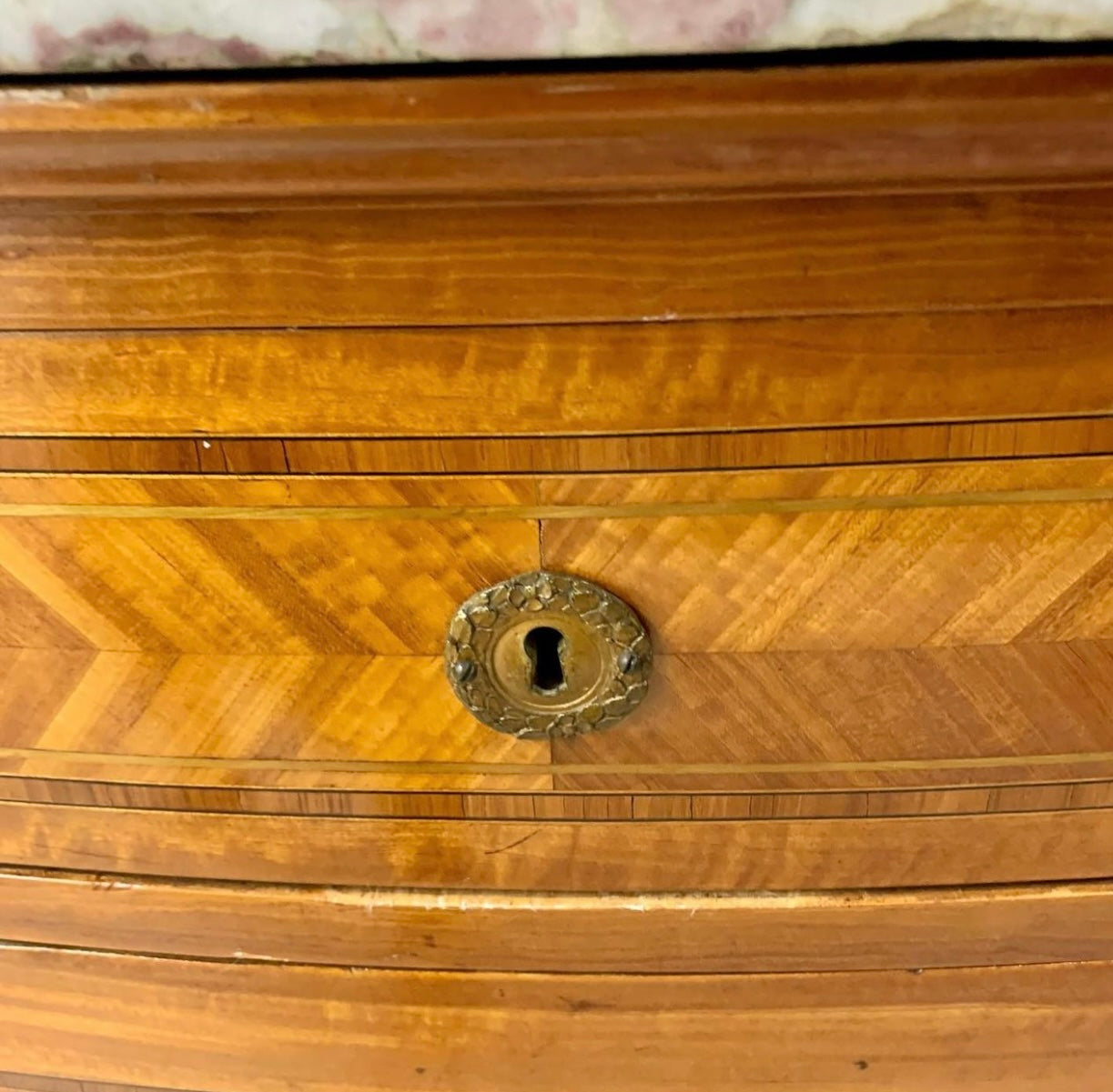 Louis XVI Style Mahogany Demilune French Commode