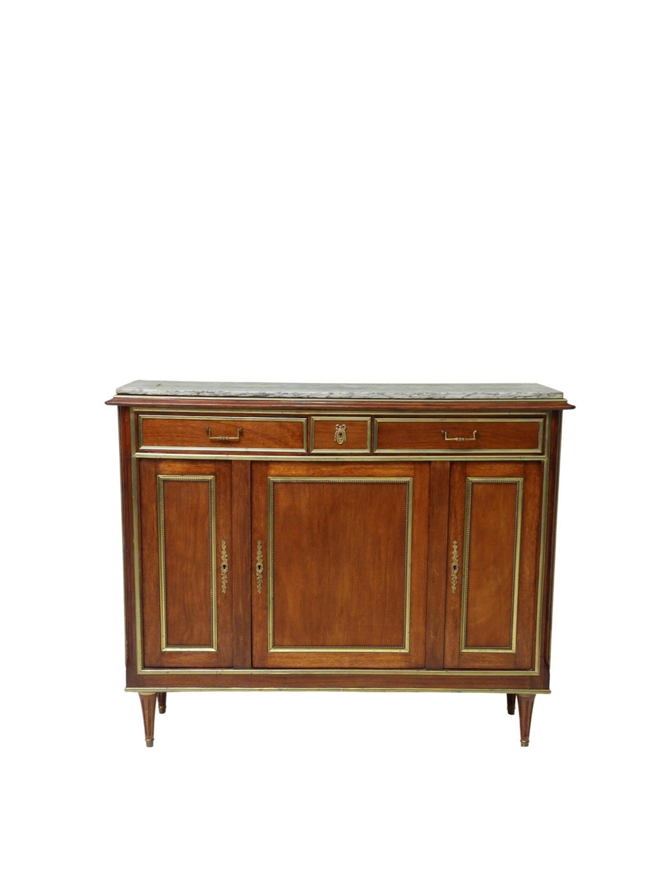 LOUIS XVI STYLE MARBLE-TOP MAHOGANY SIDEBOARD
