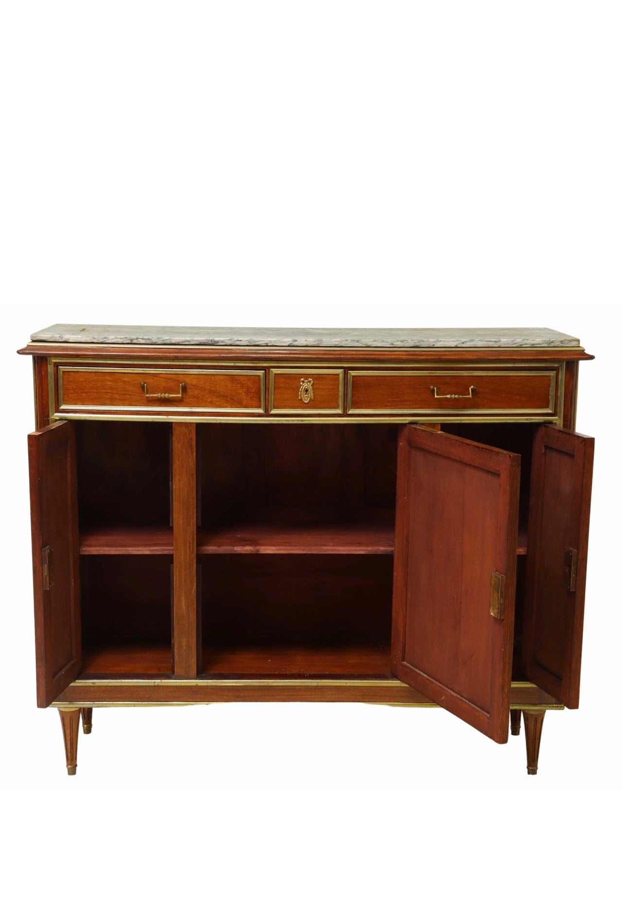 LOUIS XVI STYLE MARBLE-TOP MAHOGANY SIDEBOARD