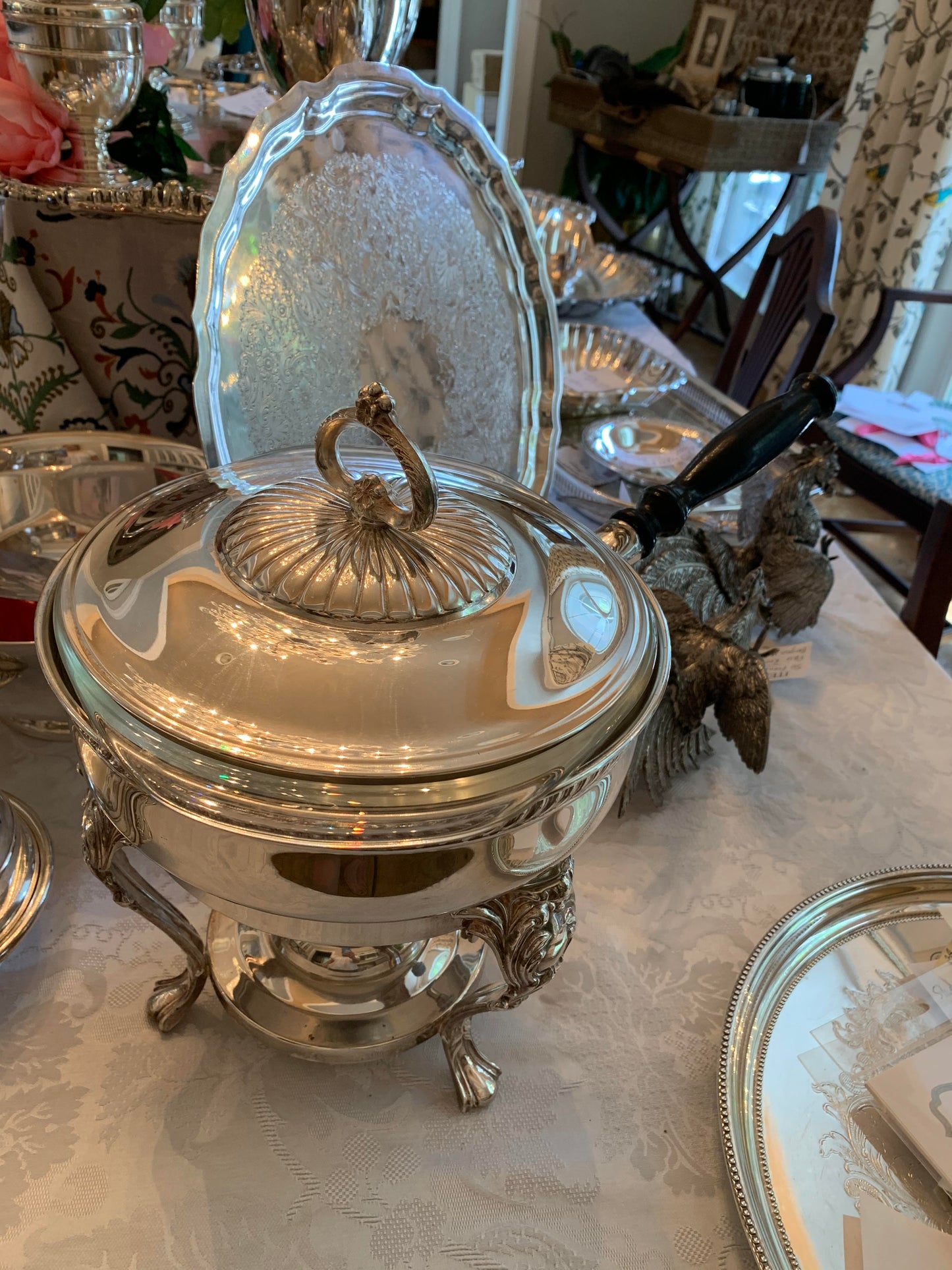 Large Silverplate Chafing Dish with Insert