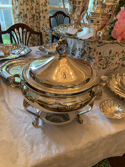 Large Silverplate Chafing Dish with Insert